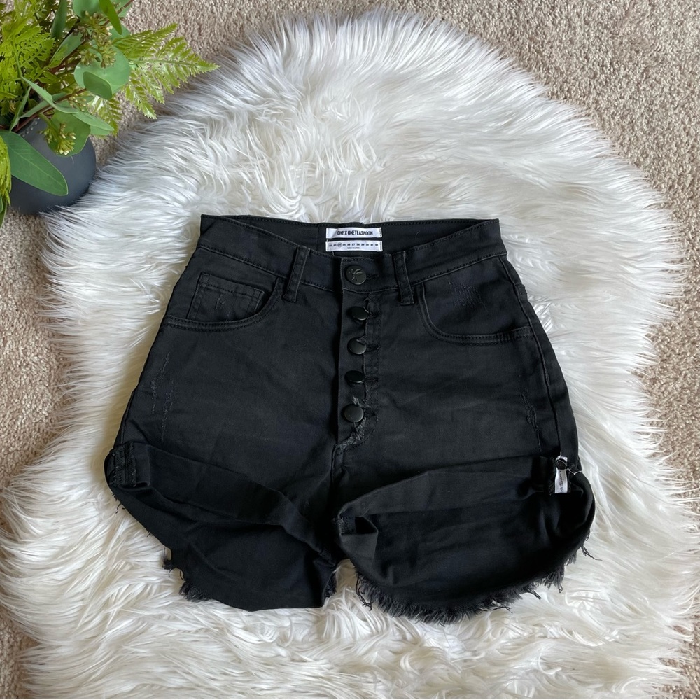ONE TEASPOON Harlets Black Button Fly Shorts